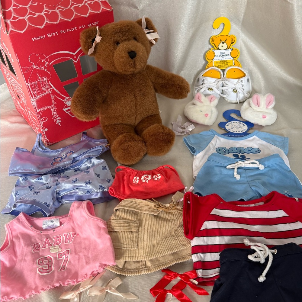 Build-A-Bear Brown Teddy with Colorful Outfit Collection